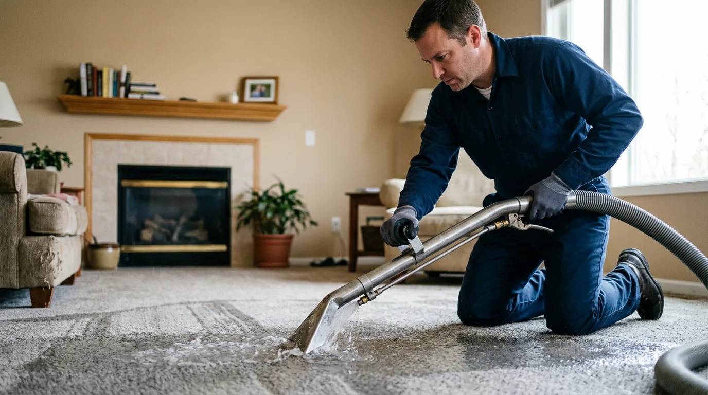 Water damage restoration technician working near Linton, IN